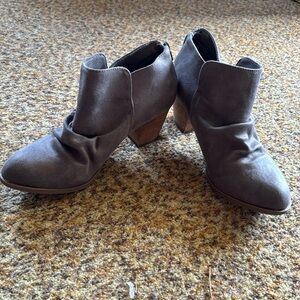 Grey heeled boots